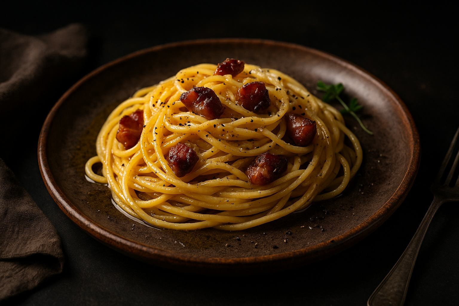 Pasta carbonara auténtica romana