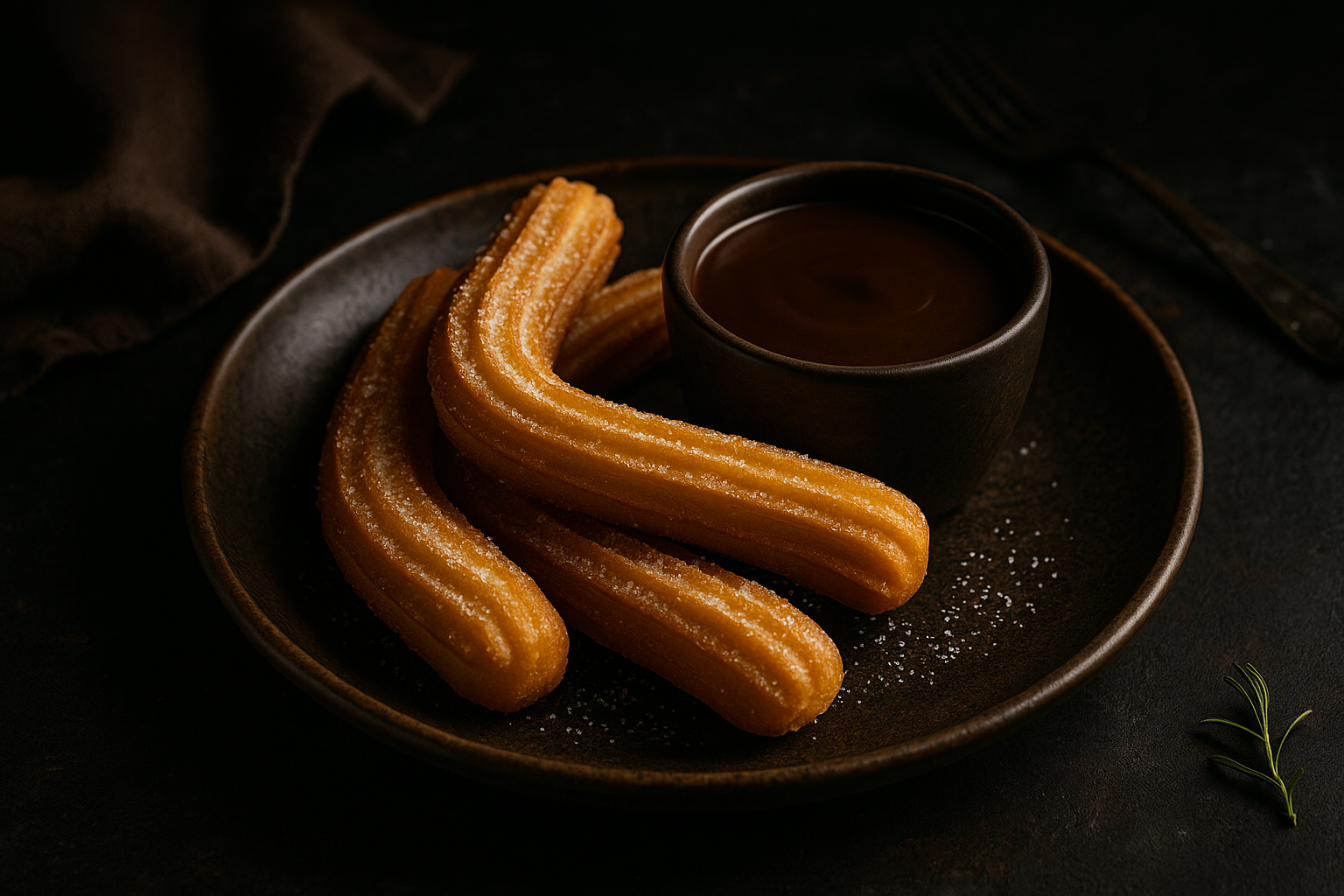 Churros con chocolate espeso