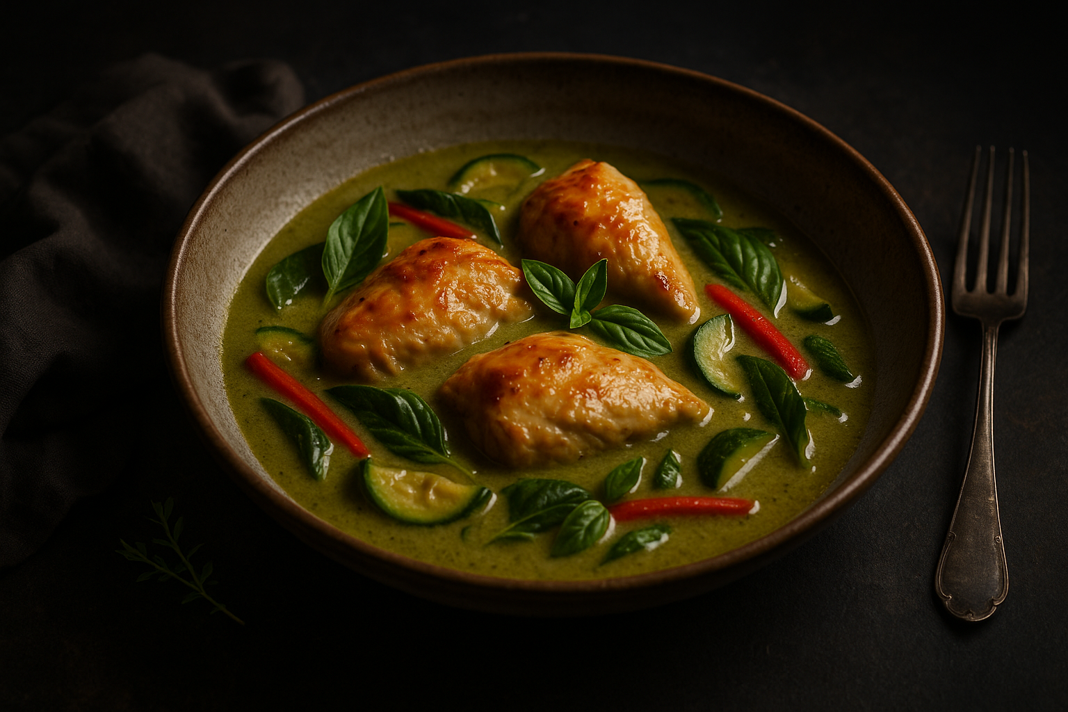 Pollo al curry verde thai