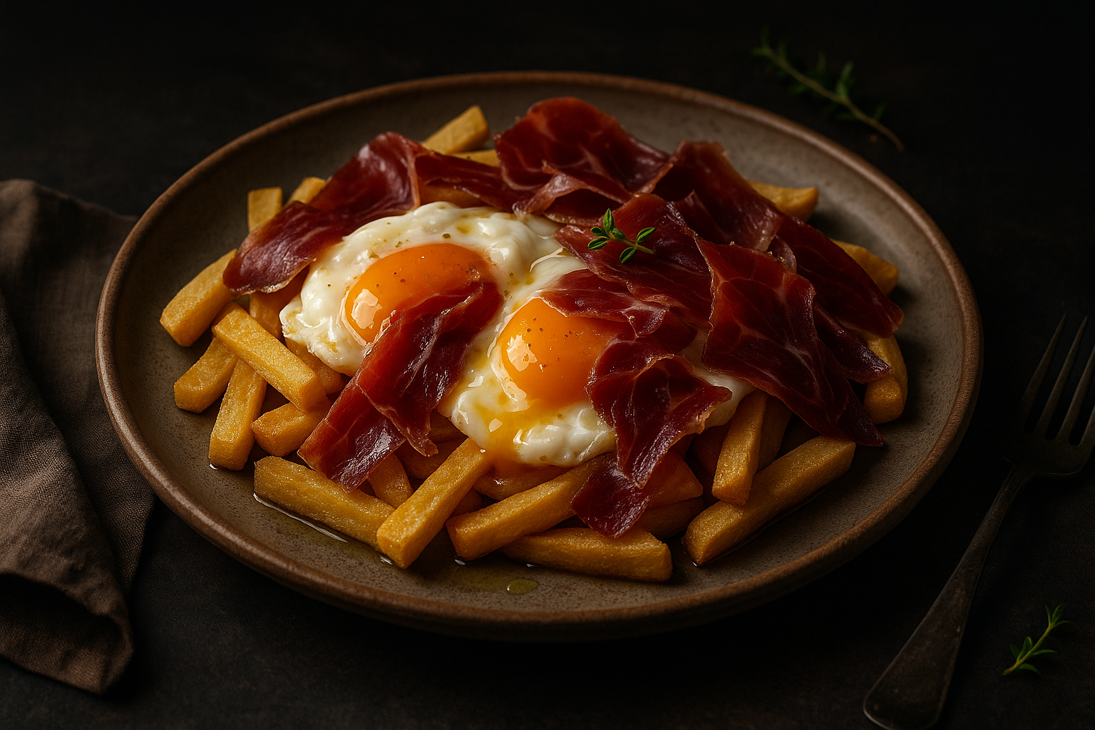 Huevos rotos con jamón ibérico