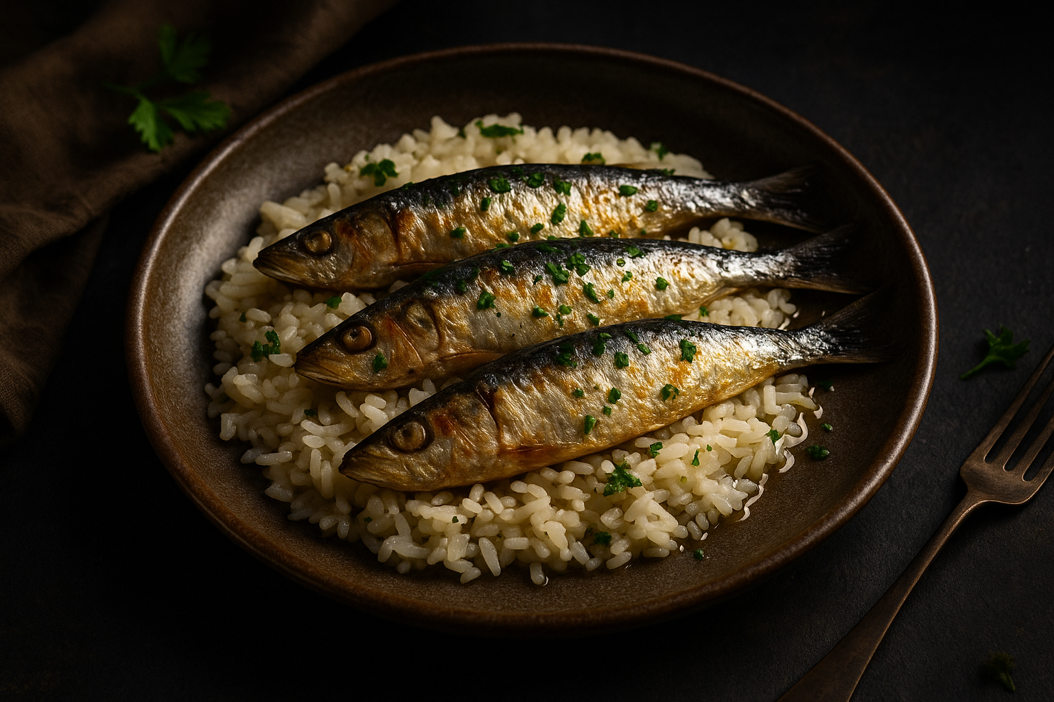 Sardinas con arroz para gatos